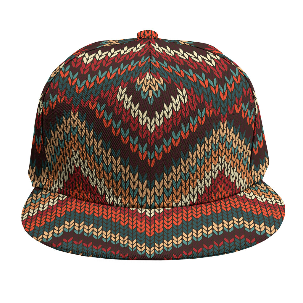 Vintage Knitted Pattern Print Snapback Cap
