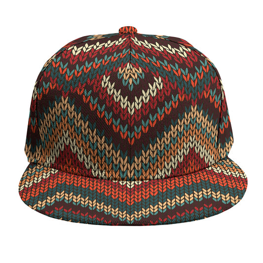 Vintage Knitted Pattern Print Snapback Cap