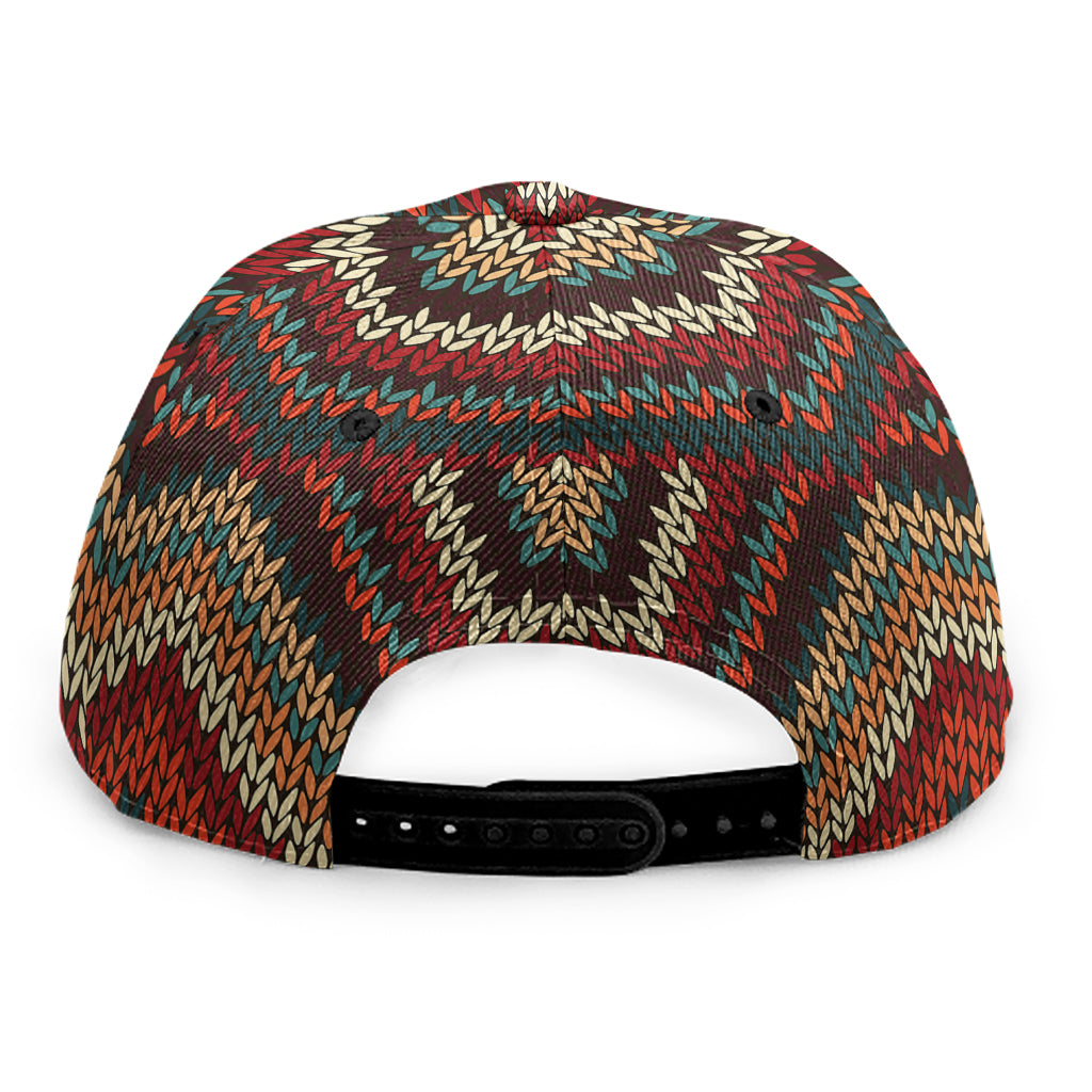 Vintage Knitted Pattern Print Snapback Cap