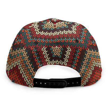 Vintage Knitted Pattern Print Snapback Cap