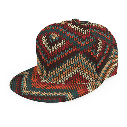 Vintage Knitted Pattern Print Snapback Cap