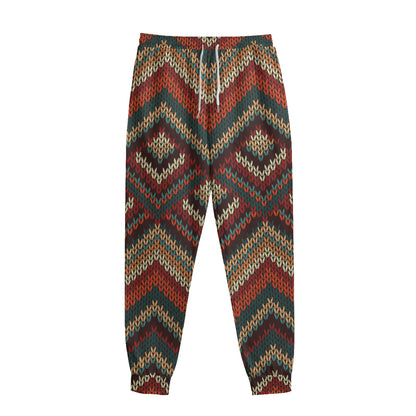 Vintage Knitted Pattern Print Sweatpants