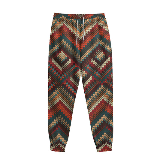 Vintage Knitted Pattern Print Sweatpants