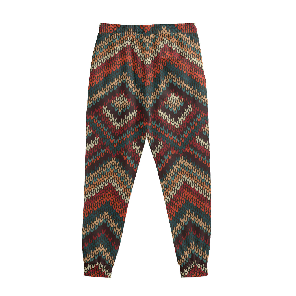 Vintage Knitted Pattern Print Sweatpants