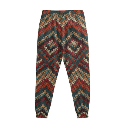 Vintage Knitted Pattern Print Sweatpants
