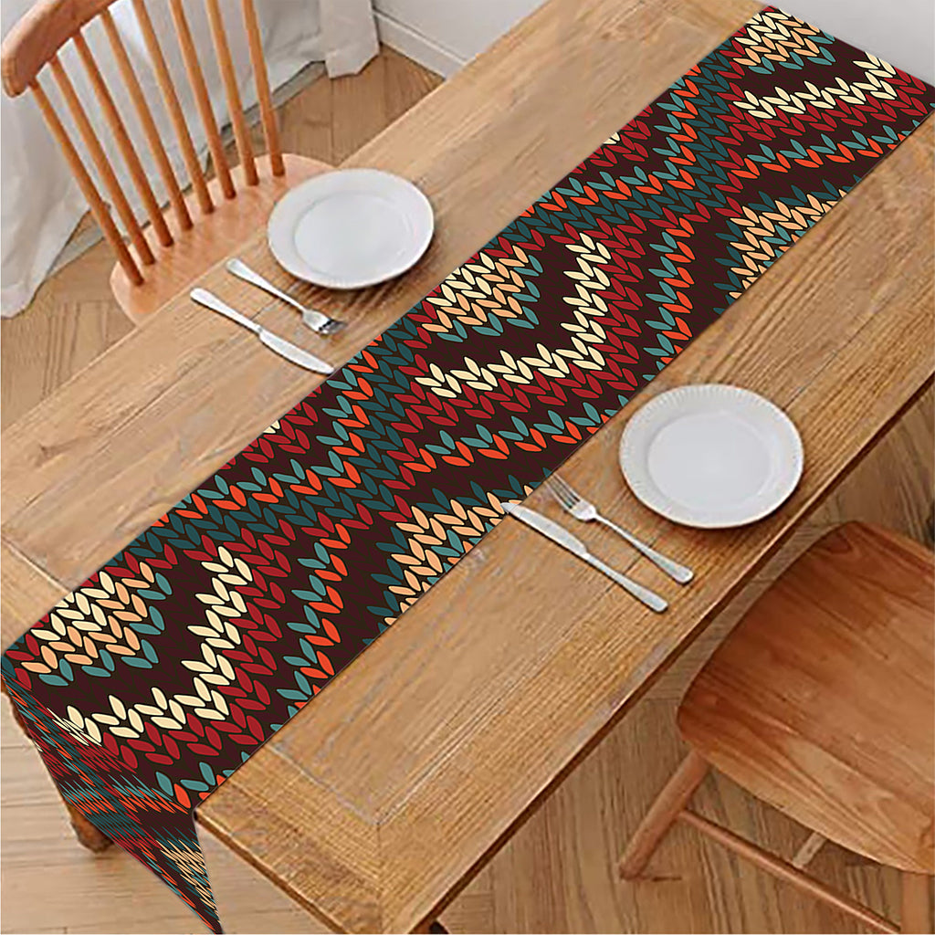 Vintage Knitted Pattern Print Table Runner