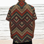 Vintage Knitted Pattern Print Textured Short Sleeve Shirt