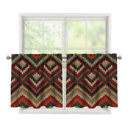 Vintage Knitted Pattern Print Tier Curtains