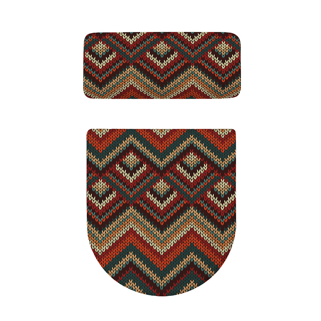 Vintage Knitted Pattern Print Toilet Lid And Tank Cover Set