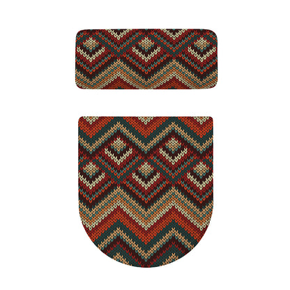 Vintage Knitted Pattern Print Toilet Lid And Tank Cover Set