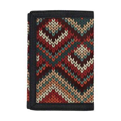 Vintage Knitted Pattern Print Trifold Wallet