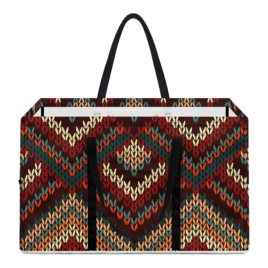 Vintage Knitted Pattern Print Utility Tote Bag