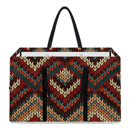Vintage Knitted Pattern Print Utility Tote Bag