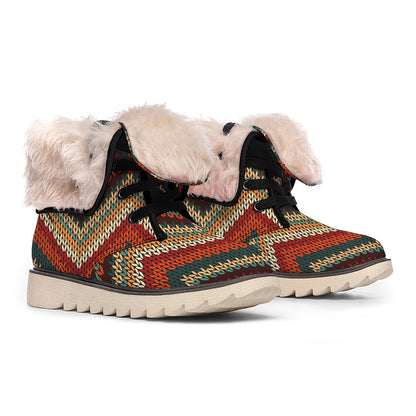 Vintage Knitted Pattern Print Winter Boots