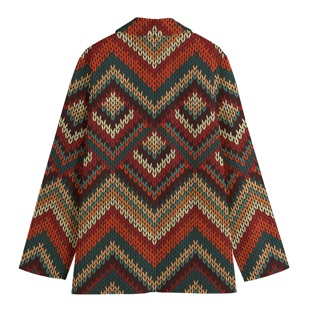 Vintage Knitted Pattern Print Women's Blazer