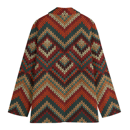 Vintage Knitted Pattern Print Women's Blazer
