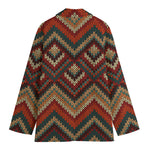 Vintage Knitted Pattern Print Women's Cotton Blazer