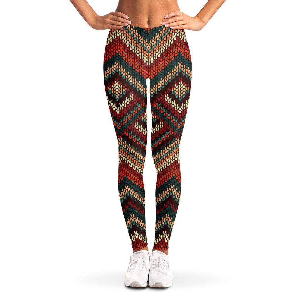 Vintage Knitted Pattern Print Women's Leggings