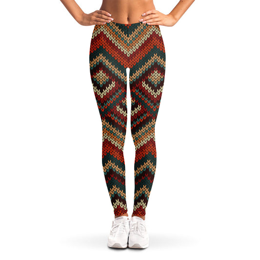 Vintage Knitted Pattern Print Women's Leggings
