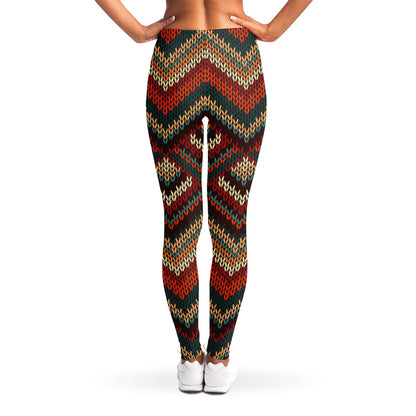 Vintage Knitted Pattern Print Women's Leggings