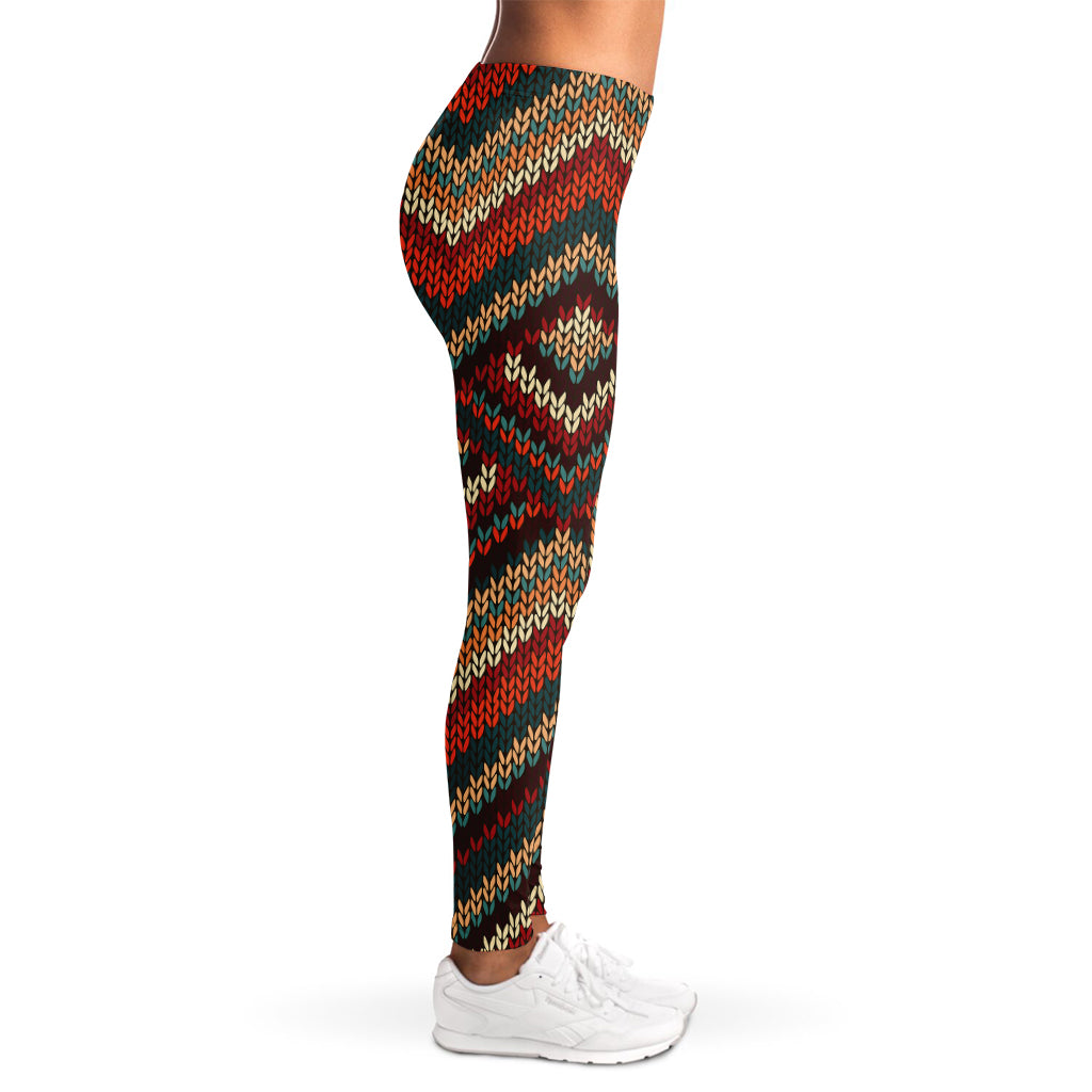 Vintage Knitted Pattern Print Women's Leggings