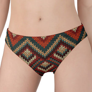 Vintage Knitted Pattern Print Women's Panties