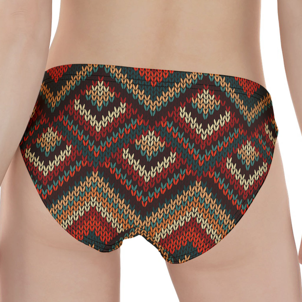 Vintage Knitted Pattern Print Women's Panties