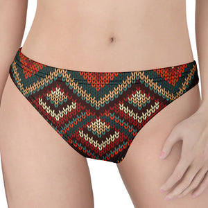 Vintage Knitted Pattern Print Women's Thong