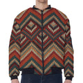 Vintage Knitted Pattern Print Zip Sleeve Bomber Jacket