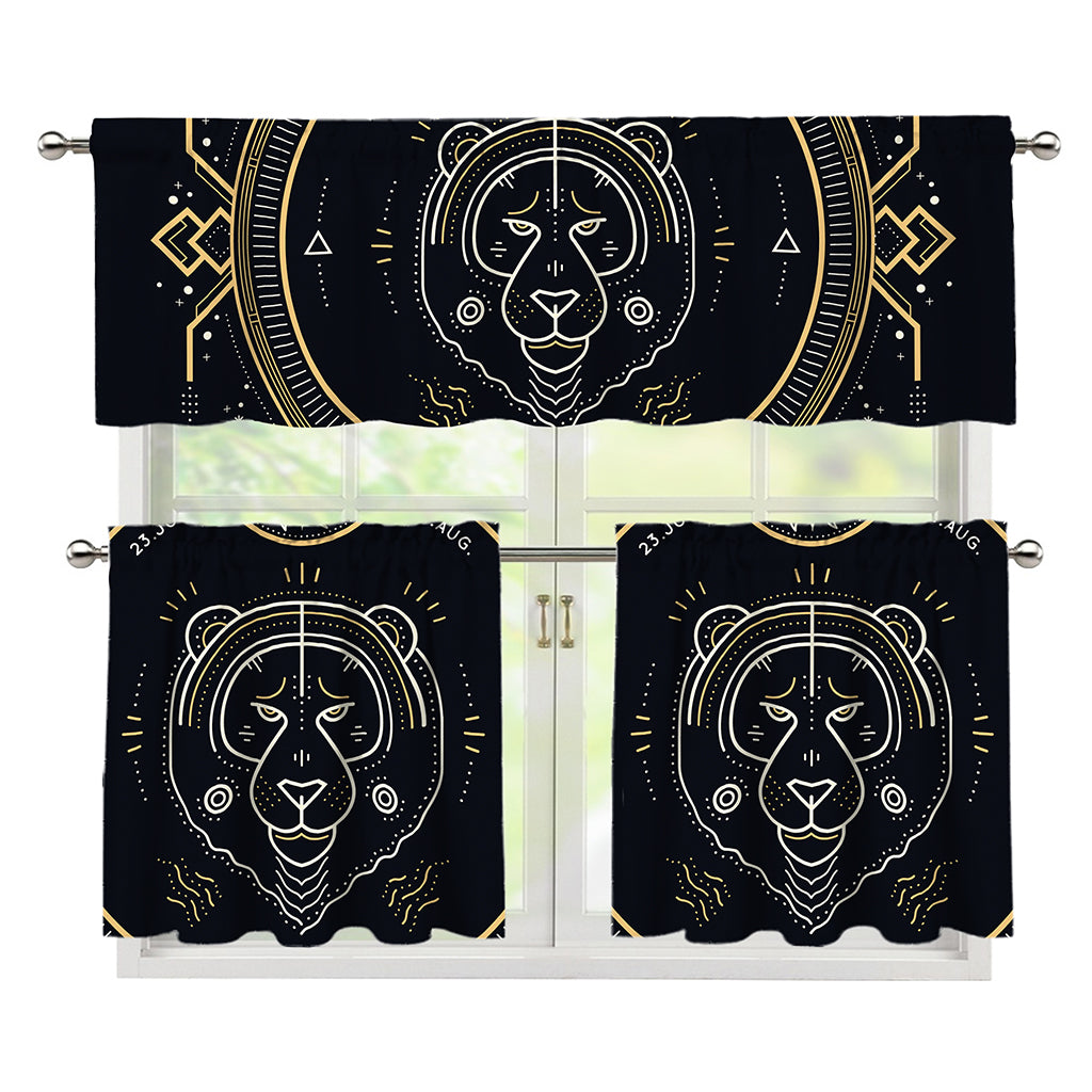 Vintage Leo Zodiac Sign Print 3 Piece Kitchen Curtains