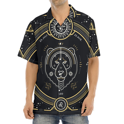 Vintage Leo Zodiac Sign Print Aloha Shirt