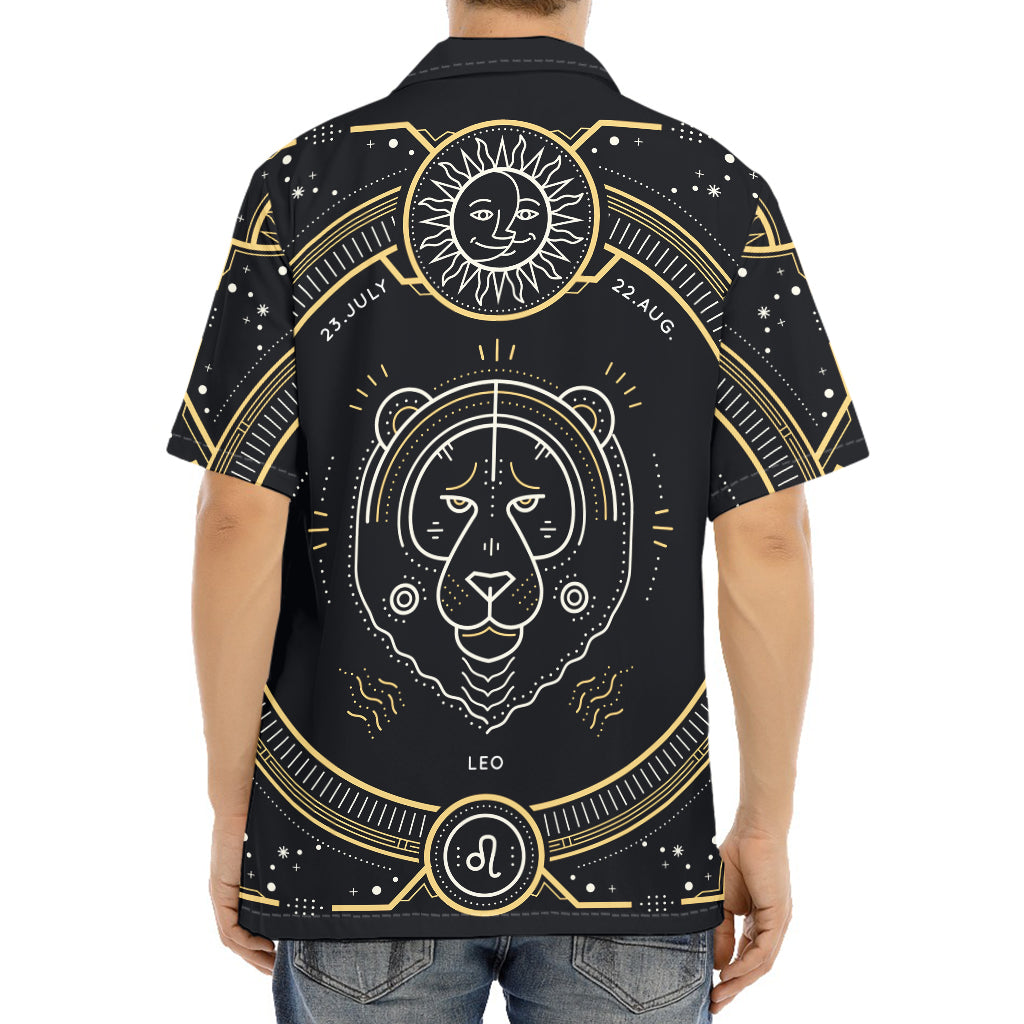 Vintage Leo Zodiac Sign Print Aloha Shirt