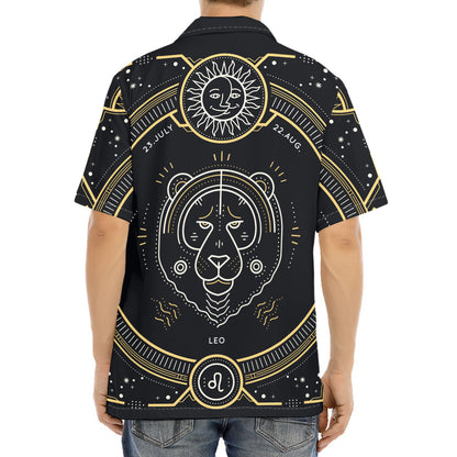 Vintage Leo Zodiac Sign Print Aloha Shirt