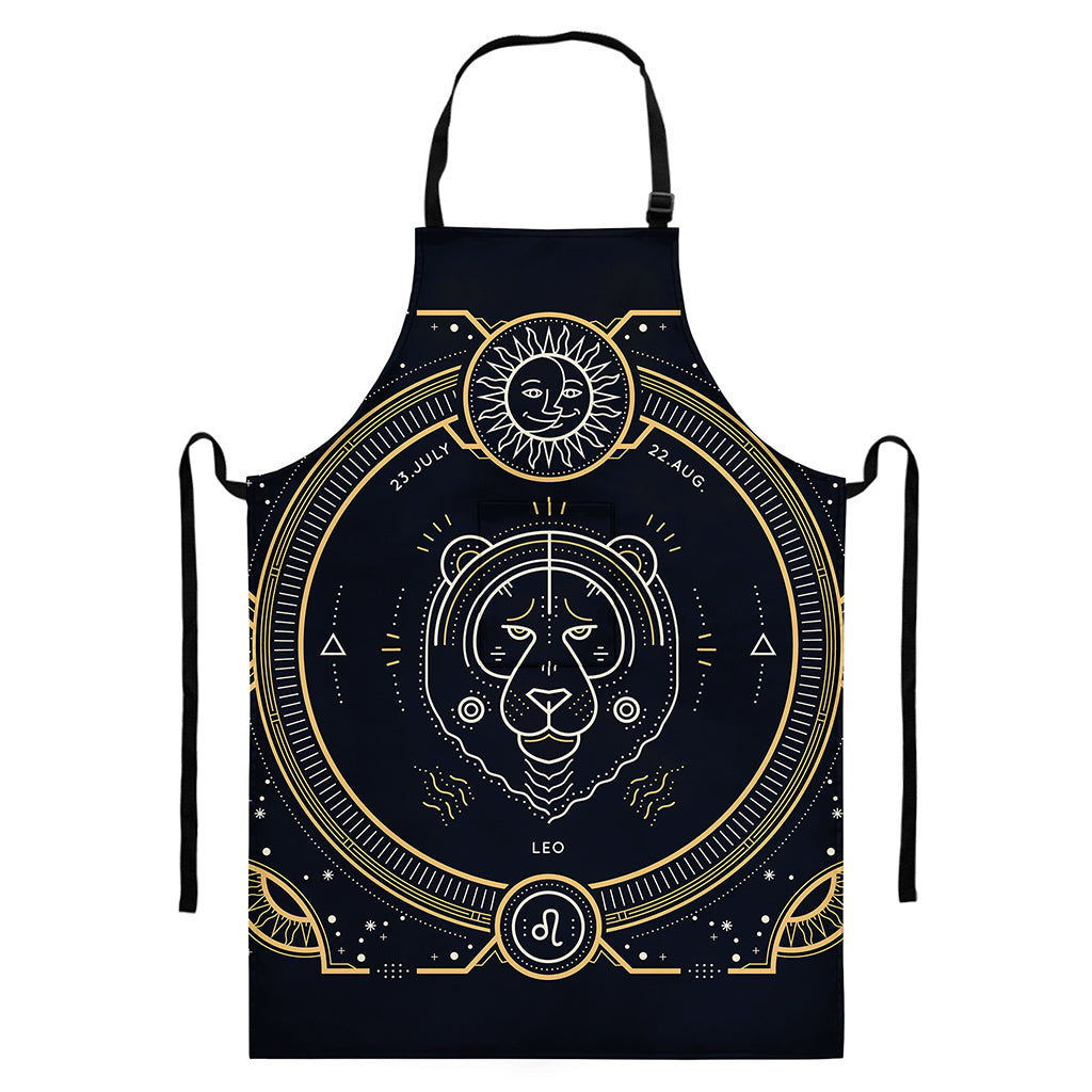 Vintage Leo Zodiac Sign Print Bib Apron With Pocket
