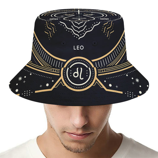 Vintage Leo Zodiac Sign Print Bucket Hat