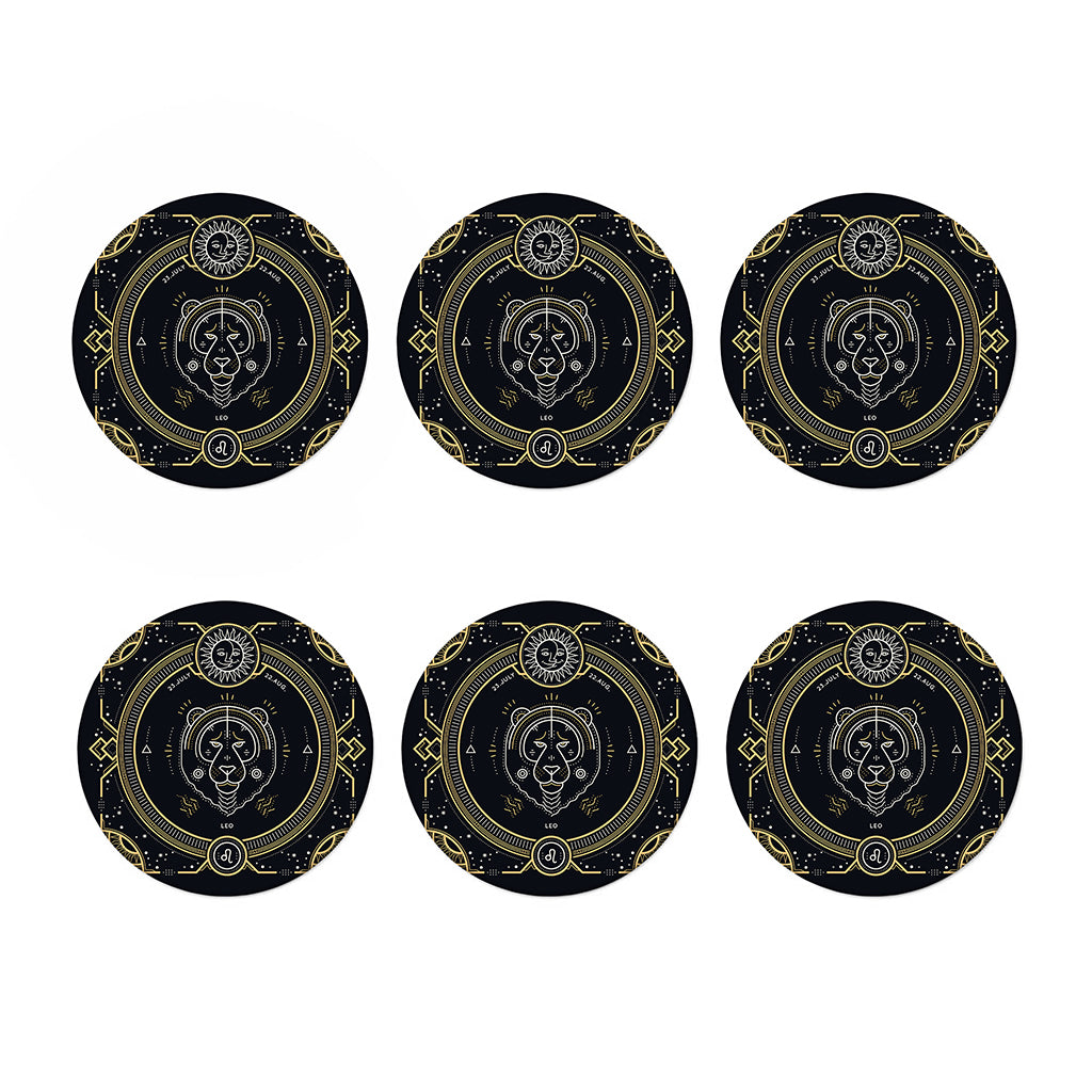 Vintage Leo Zodiac Sign Print Coaster Set
