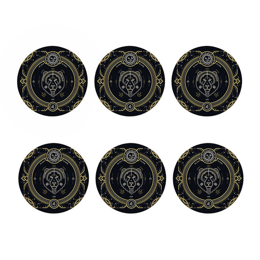 Vintage Leo Zodiac Sign Print Coaster Set