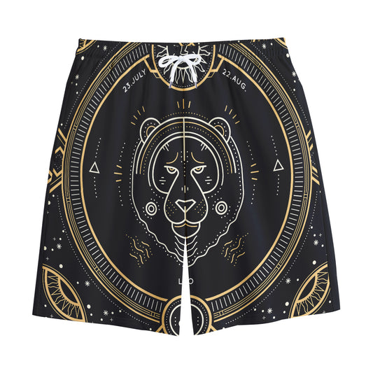 Vintage Leo Zodiac Sign Print Cotton Shorts