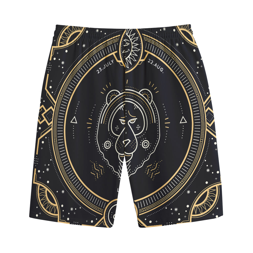 Vintage Leo Zodiac Sign Print Cotton Shorts
