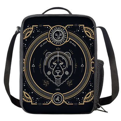Vintage Leo Zodiac Sign Print Crossbody Lunch Bag