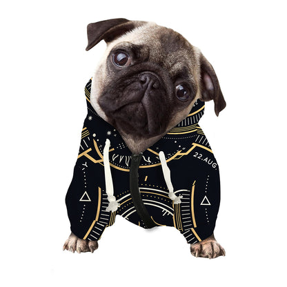 Vintage Leo Zodiac Sign Print Dog Zip Up Hoodie