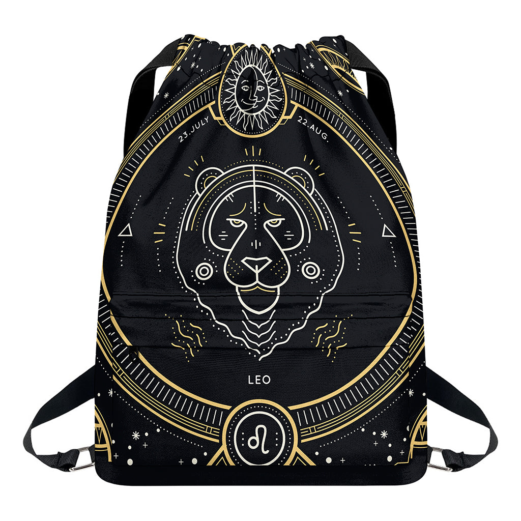 Vintage Leo Zodiac Sign Print Drawstring Backpack