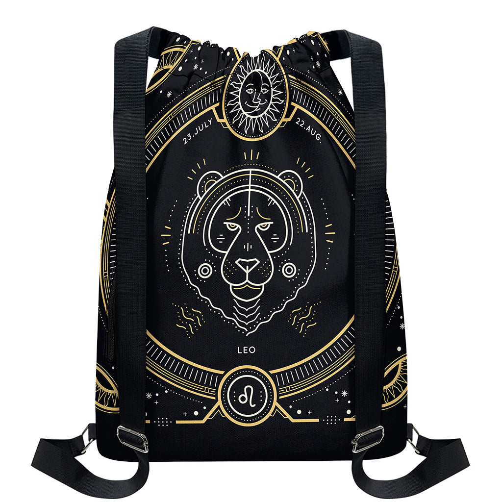 Vintage Leo Zodiac Sign Print Drawstring Backpack