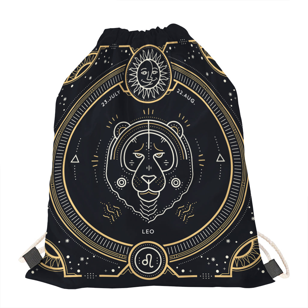 Vintage Leo Zodiac Sign Print Drawstring Bag