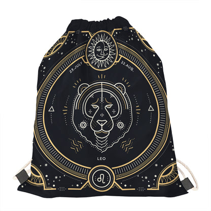 Vintage Leo Zodiac Sign Print Drawstring Bag
