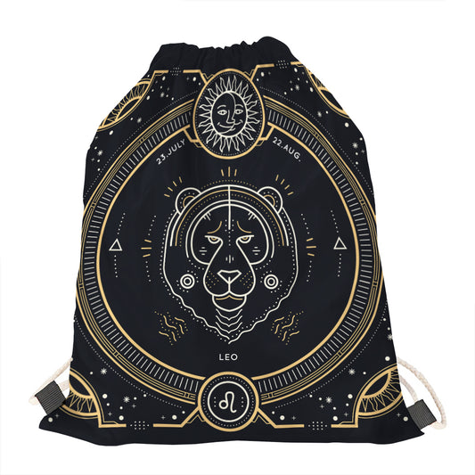 Vintage Leo Zodiac Sign Print Drawstring Bag