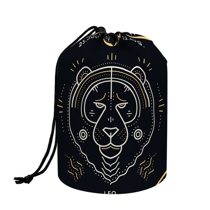 Vintage Leo Zodiac Sign Print Drawstring Makeup Bag