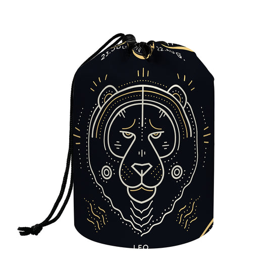 Vintage Leo Zodiac Sign Print Drawstring Makeup Bag