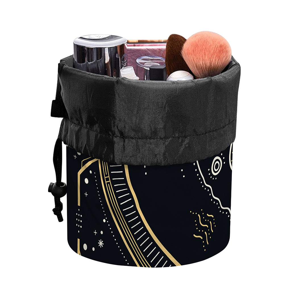 Vintage Leo Zodiac Sign Print Drawstring Makeup Bag