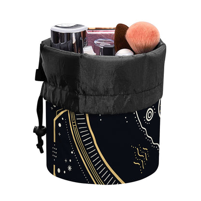 Vintage Leo Zodiac Sign Print Drawstring Makeup Bag